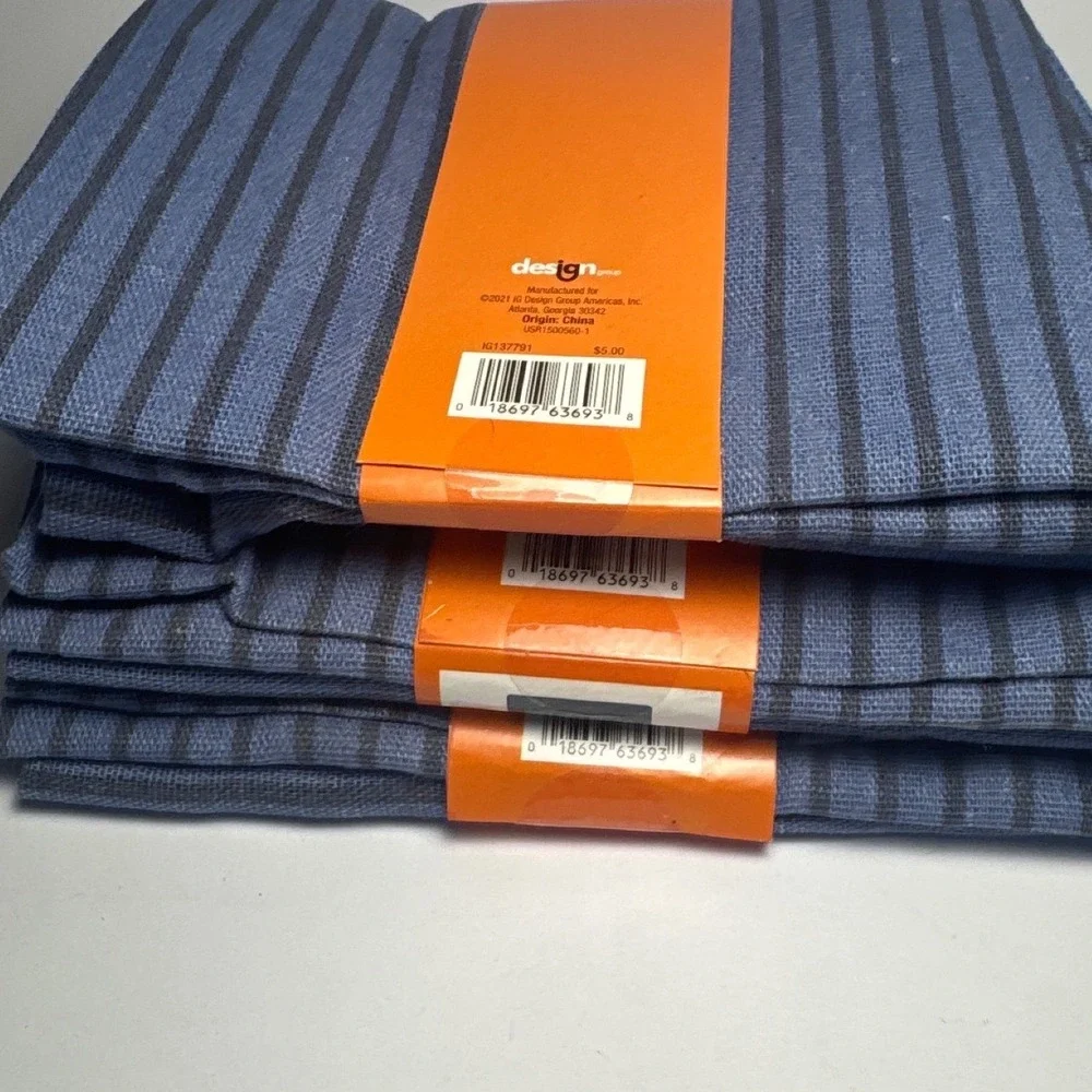 IG Design Group Apron Unisex OS Blue Striped NEW 3 Pack Pocket Bib Kitchen